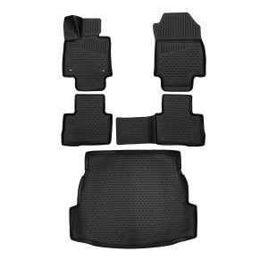 Toyota RAV4 Floor Mats + Trunk Mat - Omac - 3D - Black - 2019-2025